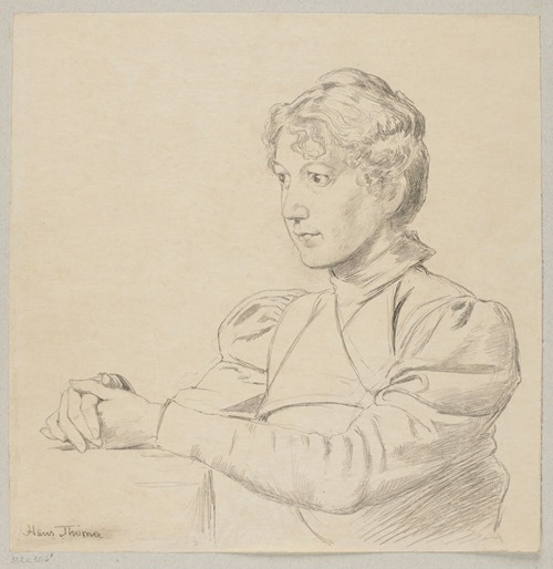Portrait of a Young Girl with Her Hands on the Table, Depicted from the Waist Up