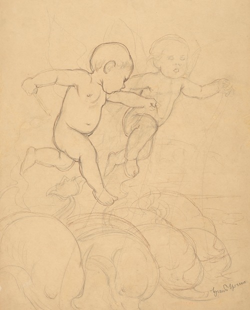 Putti Riding Dolphins