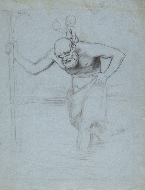 Saint Christopher with the Child Jesus on his Shoulders