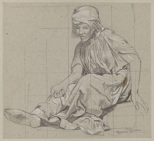 Sitting Woman in a Draped Robe