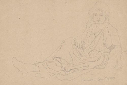 Study of a Figure of a Seated Woman Dressed in a Long Robe