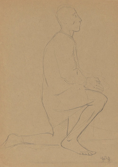 Study of a Kneeling Man with His Hands Folded in a Gesture Of Prayer