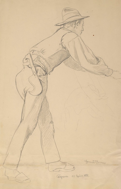 Study of a Man in Sabots and a Hat, with a Knife at his Waist; Peasant from Cargnaco in Northern Italy