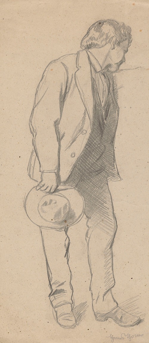 Study of a man with a hat in his right hand