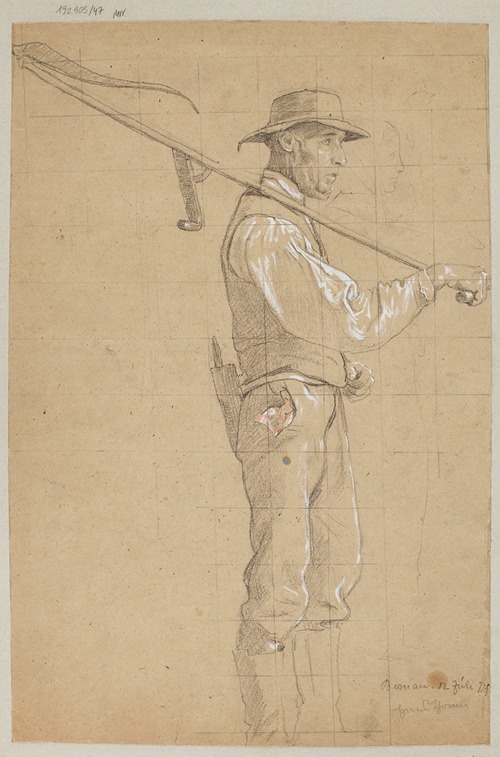 Study of a Mower with a Scythe over the Shoulder