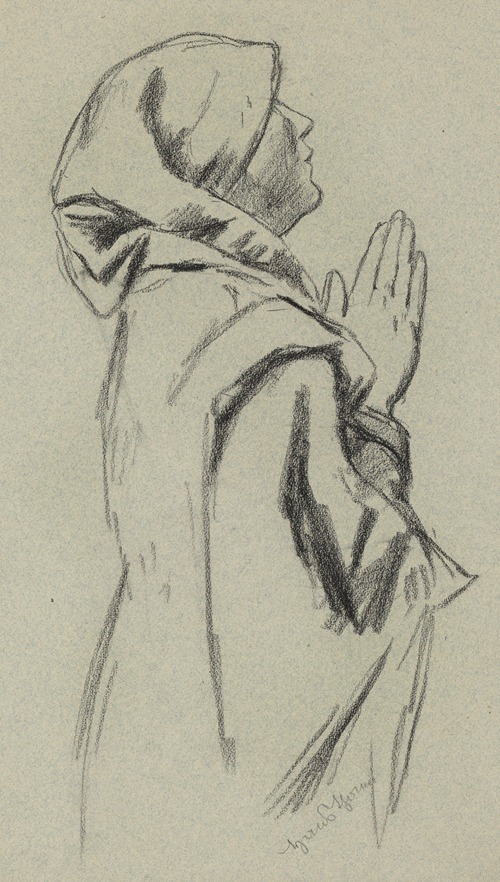 Study of a Praying Woman in a Shawl with Her Hands Folded