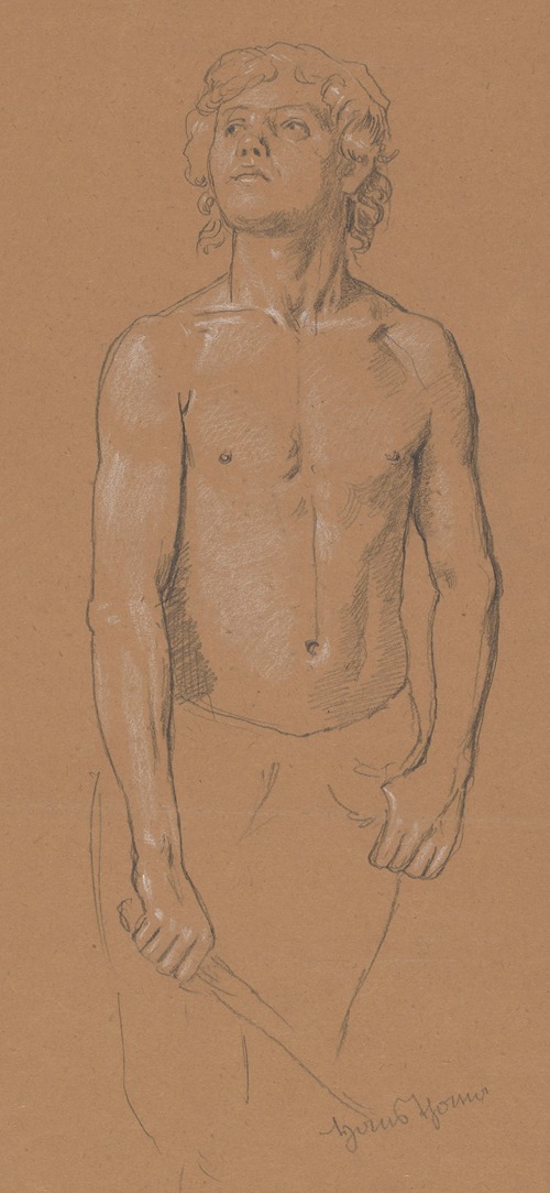 Study of a Semi-Nude Young Man with a Sword in His Left Hand