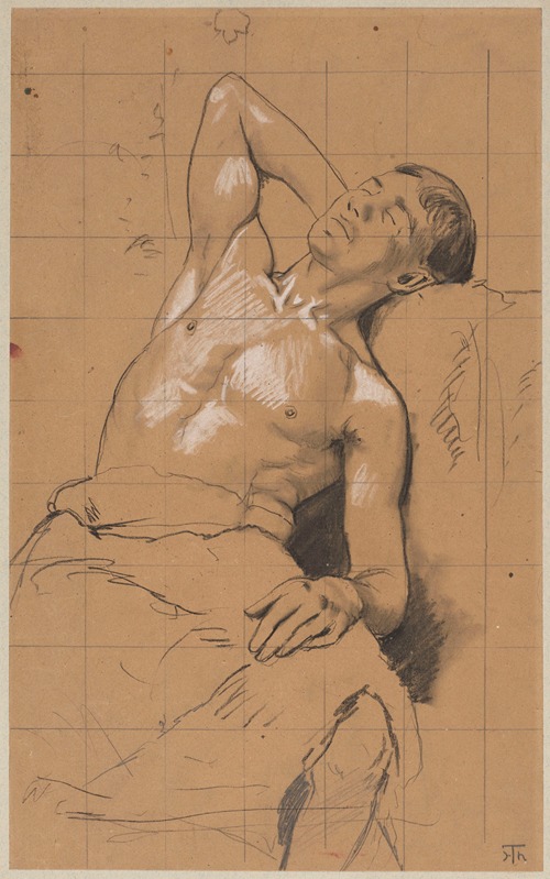 Study of a Sleeping Young Man, Semi-Nude, Seated