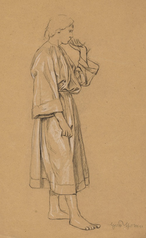 Study of a Young Man in an Antique-Styled Robe, with His Left Hand Raised to His Chin