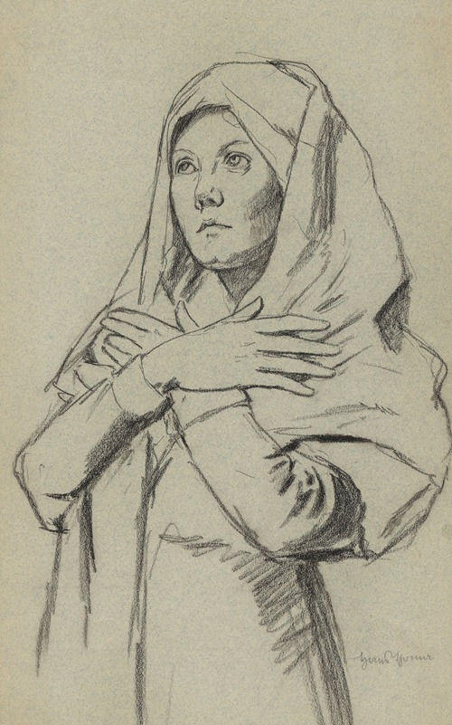 Study of a Young Woman in a Long Shawl, with Her Arms Crossed on her Chest
