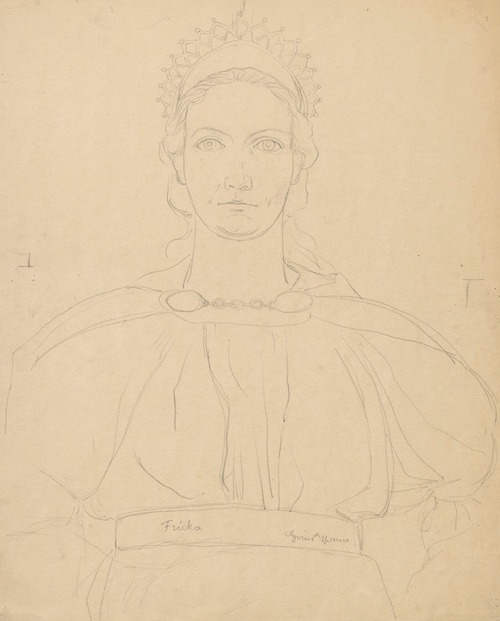 Study of the costume of goddess Phrygia. Costume designs for Richard Wagner’s opera “The Ring of the Nibelung”, 1895-1897