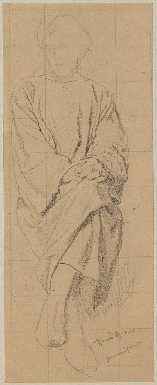 Study of the Figure of a Seated Man in a Long Robe, with His Hands Resting on His Knees