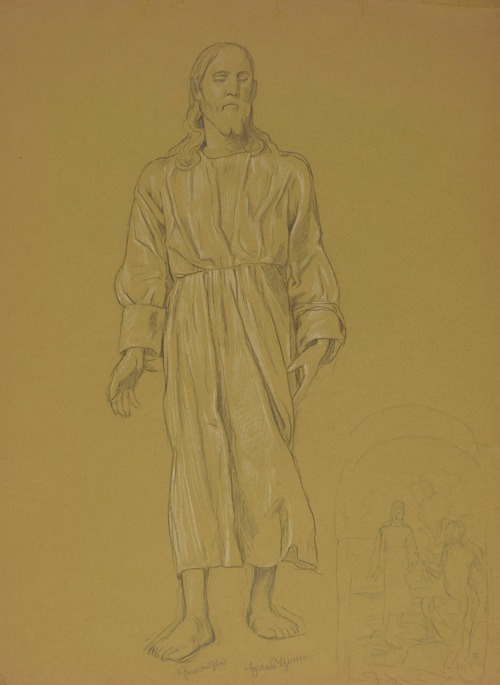 Study of the Figure of Christ; next to it, at the Bottom, a Sketch for the Painting ‘Baptism of Christ’