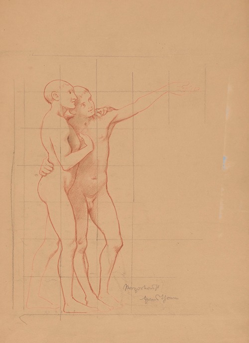 Two Nude Young Men, Embracing Each Other