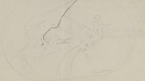 Two Putti on the Backs of Birds