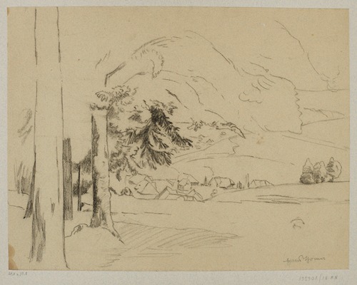 View of a village in a mountain valley