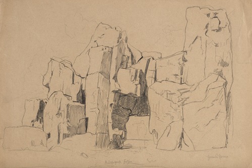 View of the Rocks (the so-called Rätselhath Felsen) with a Human Silhouette