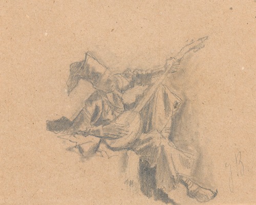 Cossack playing the balalaika, study of a figure for the painting “The Lisowczycy camp”
