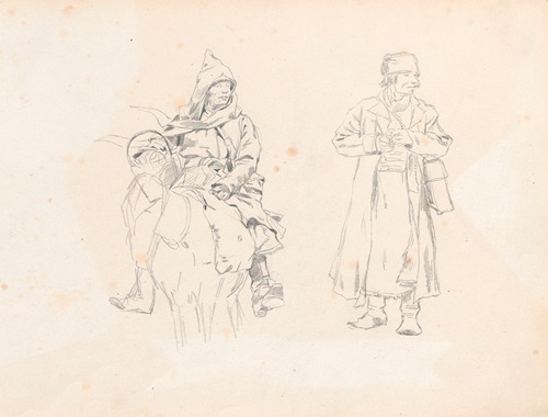 Rider and peasant, studies for the paintings “Return from the horse fair” and “From a village – to the steppe”