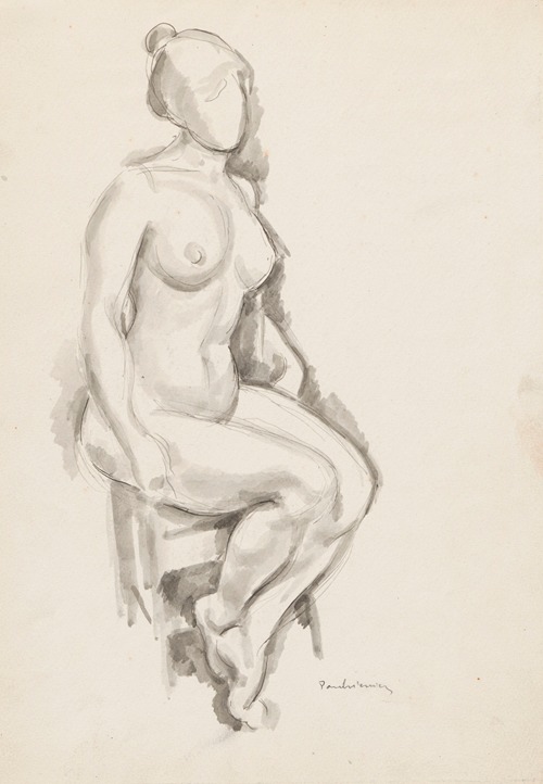 Nude woman sitting