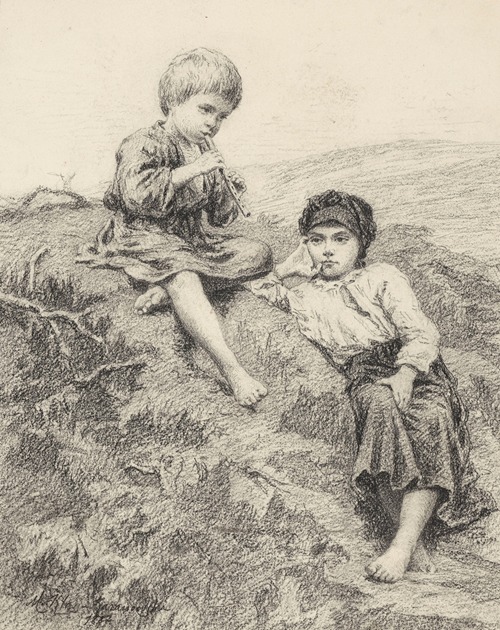 Country Children. Drawing for the Painting ‘The Idyll’