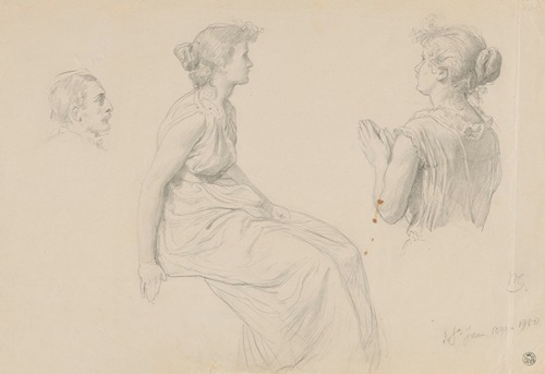Studies of a Female and of a Male Head for the Painting ‘St John the Baptist Refusing to Baptise Pharisees’