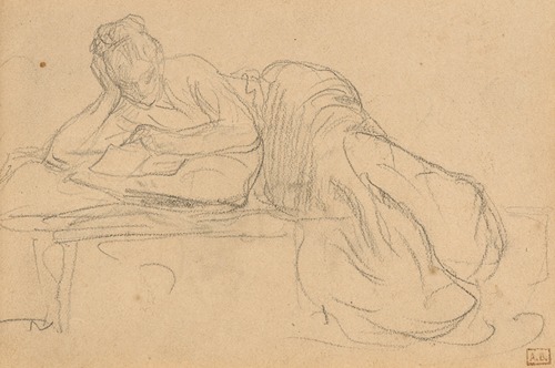 Femme allongée lisant