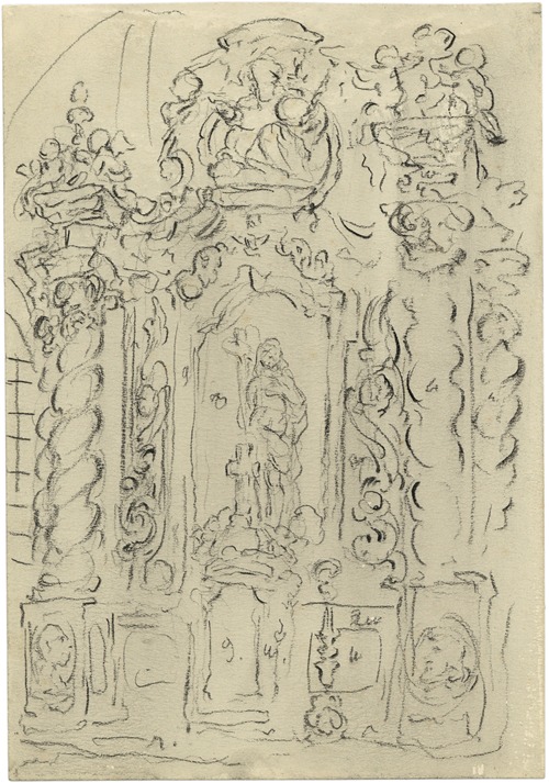 Ornament versiering en Mariabeeld in kerk