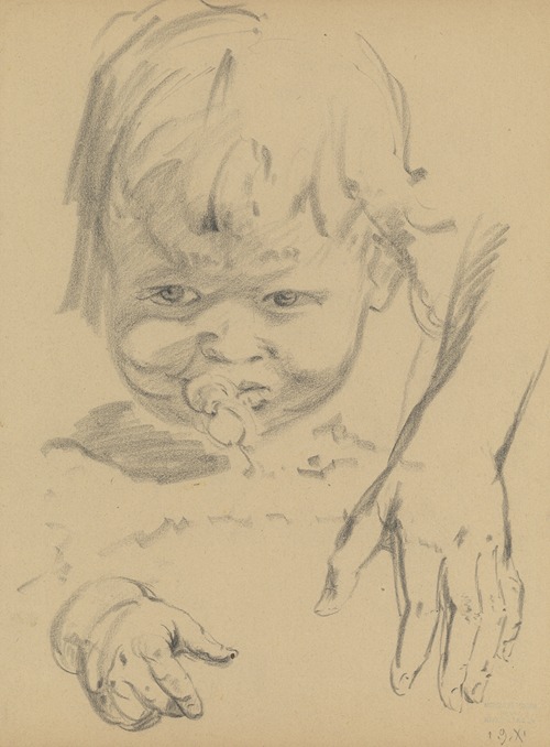 Portrettekening van een zittend kind