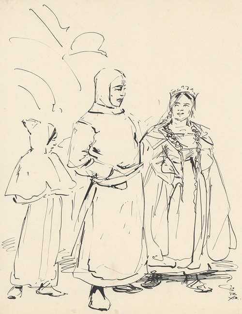Ridderfiguur met gekroonde vrouw
