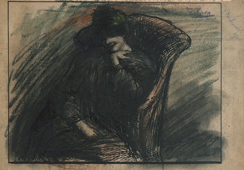 Augustine Pautre gemaskerd in een zetel