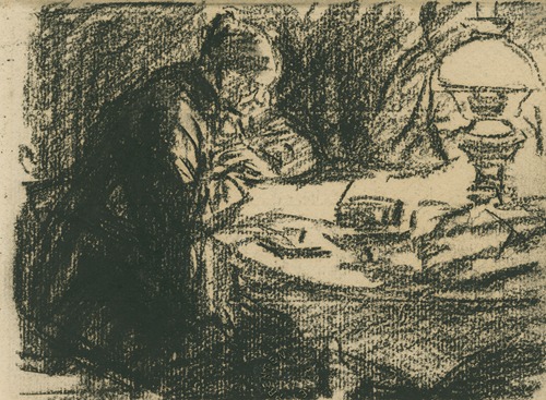Moeder Van Mieghem lezend