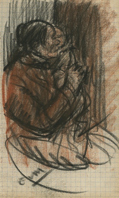 Portret van een zittende vrouw, profiel.