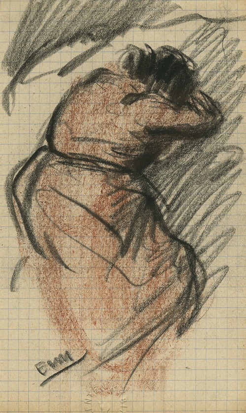 Rugzicht van een vrouw, handen onder haar hoofd.