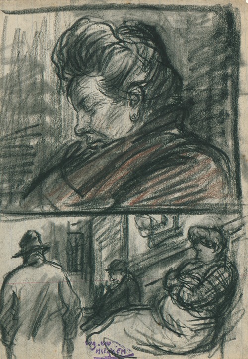 Studieblad met een slapende prostituee