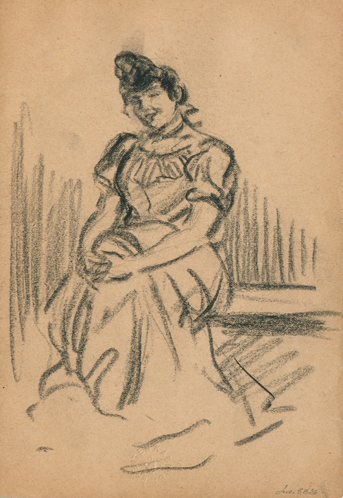 Zittende vrouw