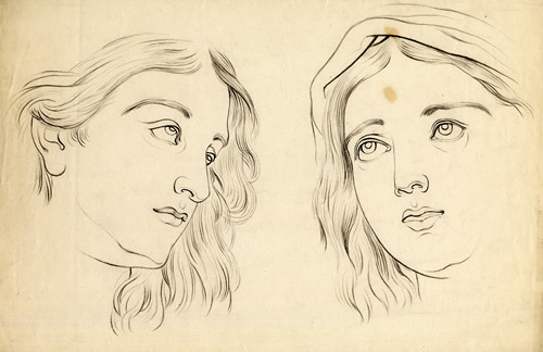 Twee studies van meisjesgezichten