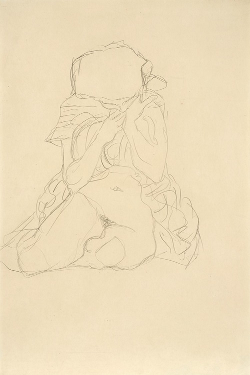Sitzender Halbakt von vorne. Studie zu Tod und Leben (Semi-Nude seated. Study for Death and Life)