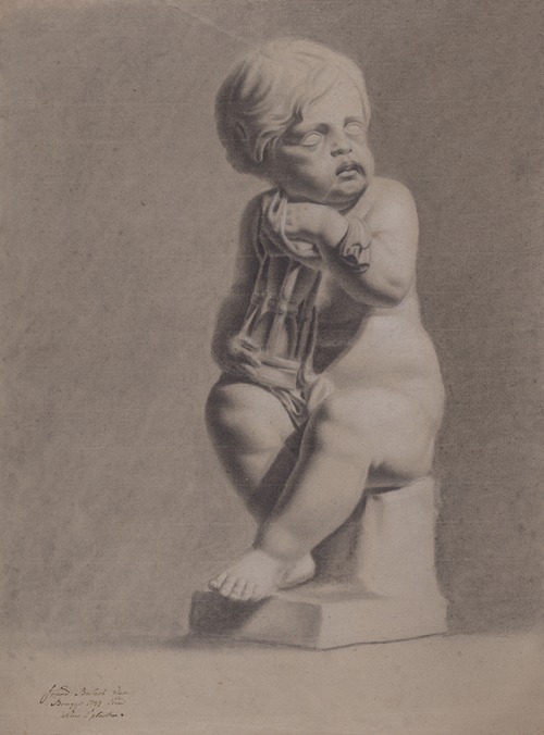 Seated child with hourglass