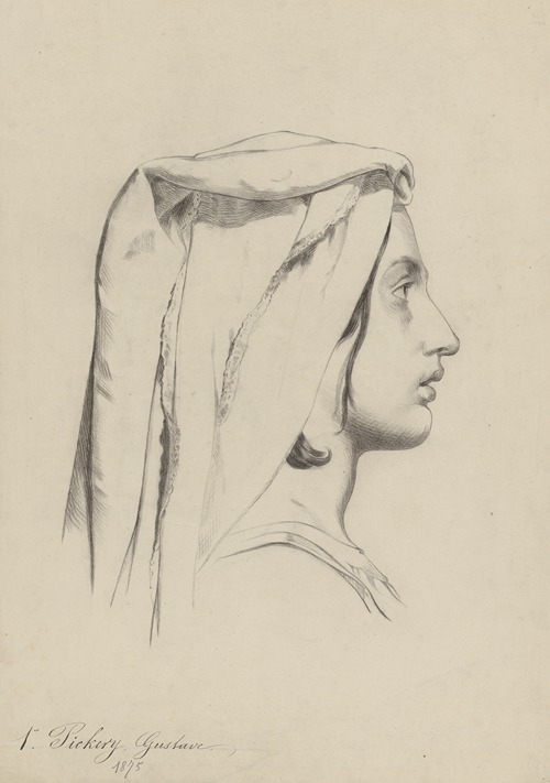 Head of a woman with headscarf