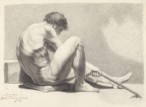 Seated male nude with a rope