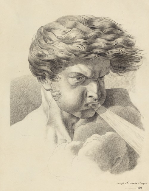 Bust of a blowing man, Aeolus