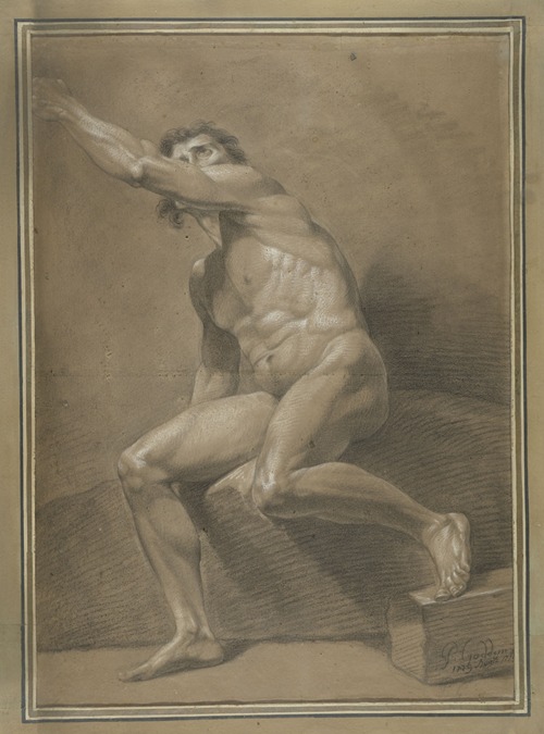 Academic life drawing study: seated male nude