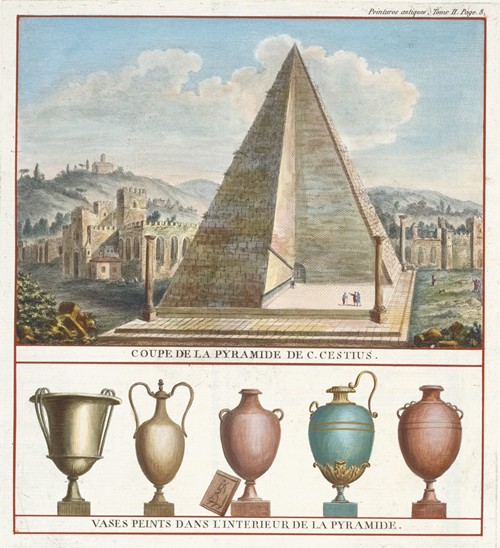 oupe de la pyramide de C. Cestius. Vases peints dans l’interieur de la pyramide.