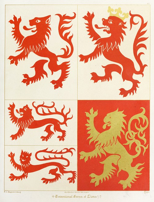 Conventional Forms of Animals ; Lions; rampant, passant, and passant regardant