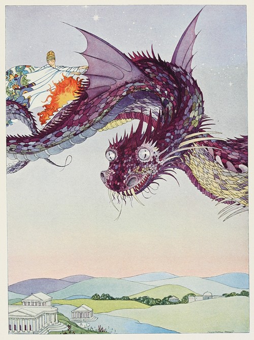 She whipped up the snakes and ascended high over the city (1921)