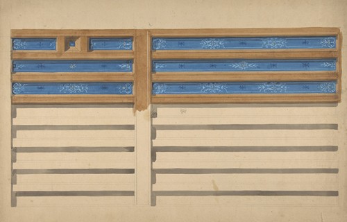 Design for a beamed ceiling with painted panels