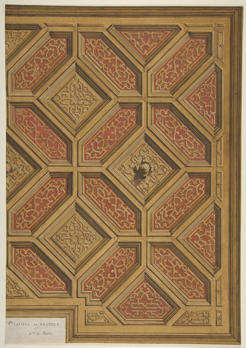 Design for Coffered Ceiling, Mme Païva’s Chateau at Neudeck