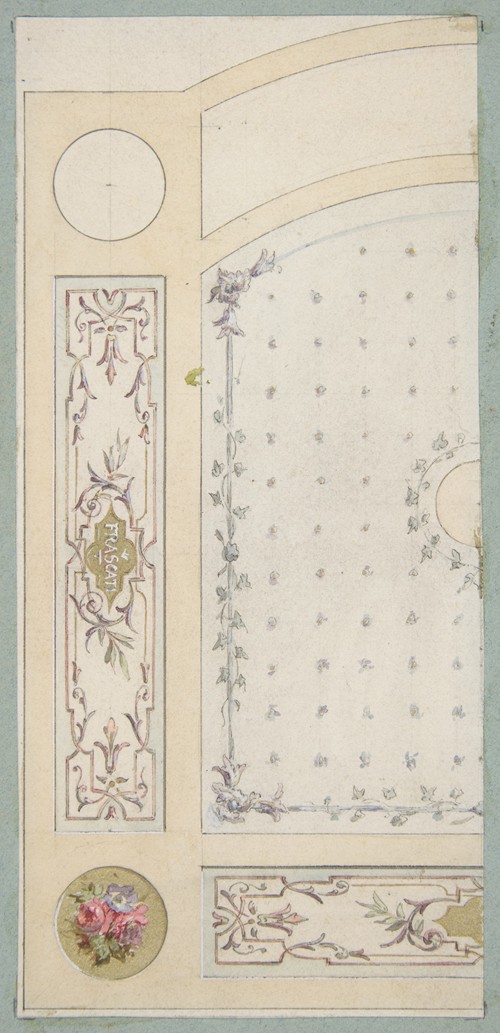 Design for painted decoration of wall or ceiling panels, including the word ‘Frascati’