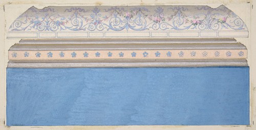 Design for the decoration of a ceiling cove and moulding